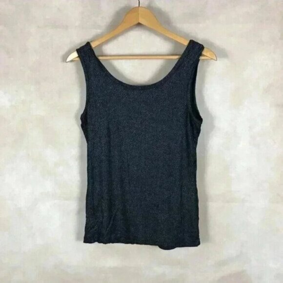 LORD & TAYLOR Black Shiny Tank Top Size Medium - Picture 3 of 5